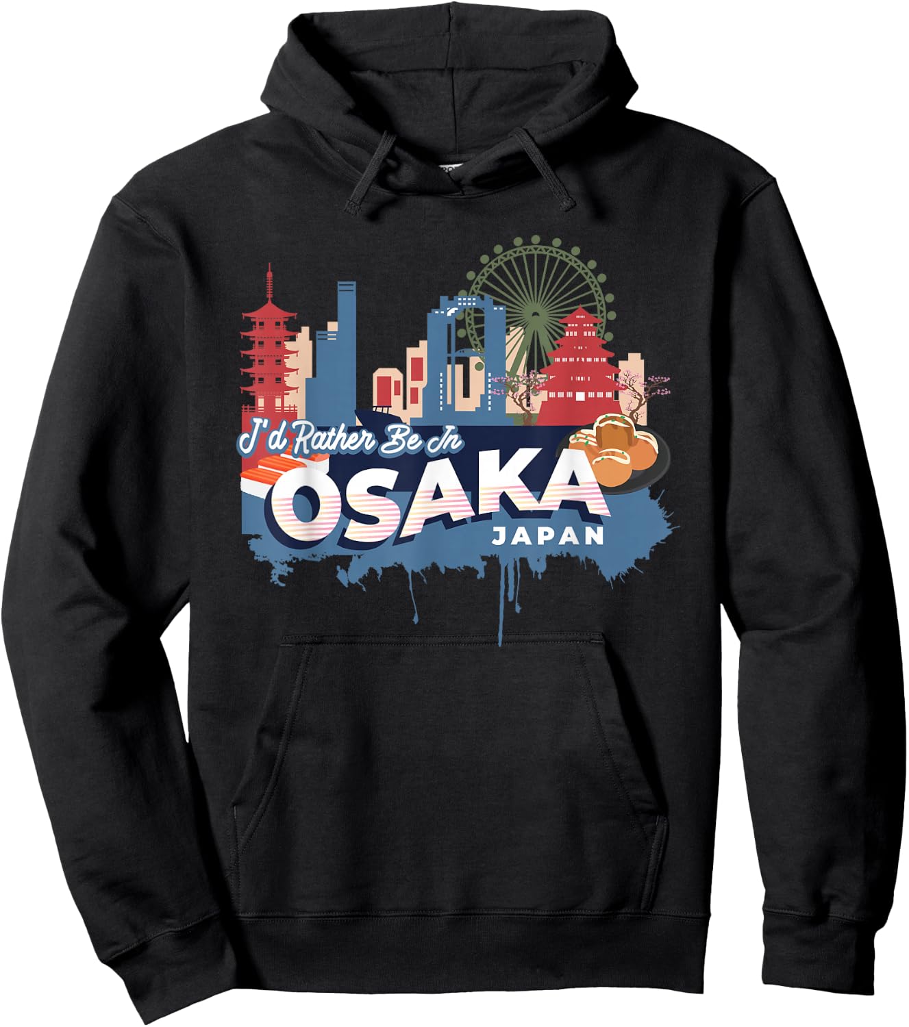 I'd Rather Be in Osaka Japan Vintage Souvenir Hoodie - Hoodie | Black