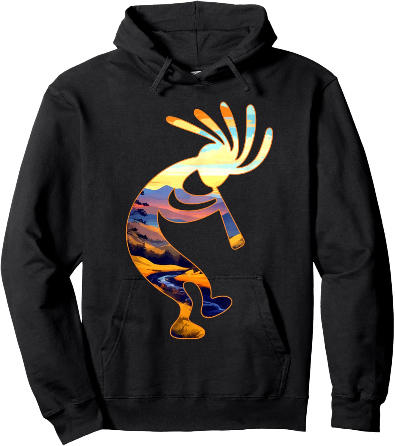 Dancing Kokopelli Southwestern USA Symbol Hoodie - Hoodie | Black