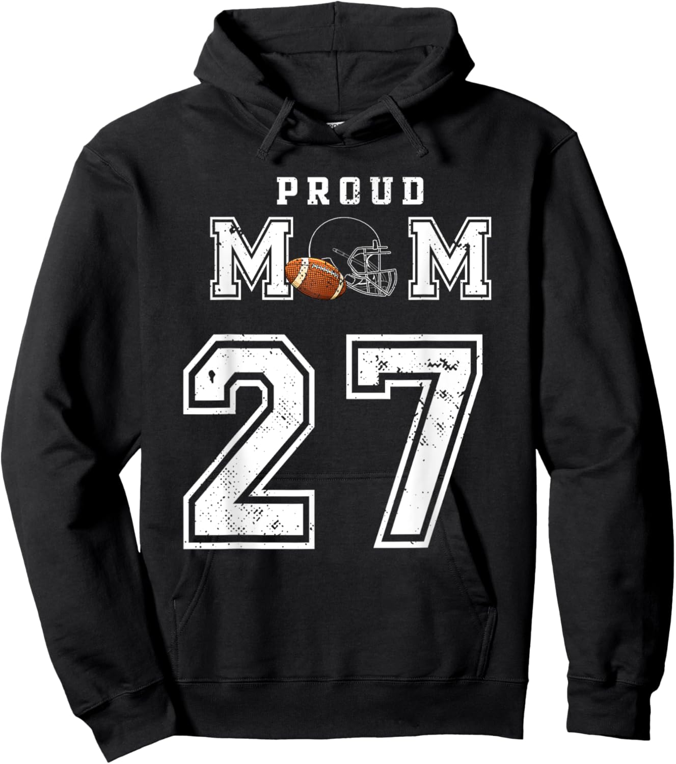 Custom Proud Football Mom Number 27 Personalized Hoodie - Hoodie | Black