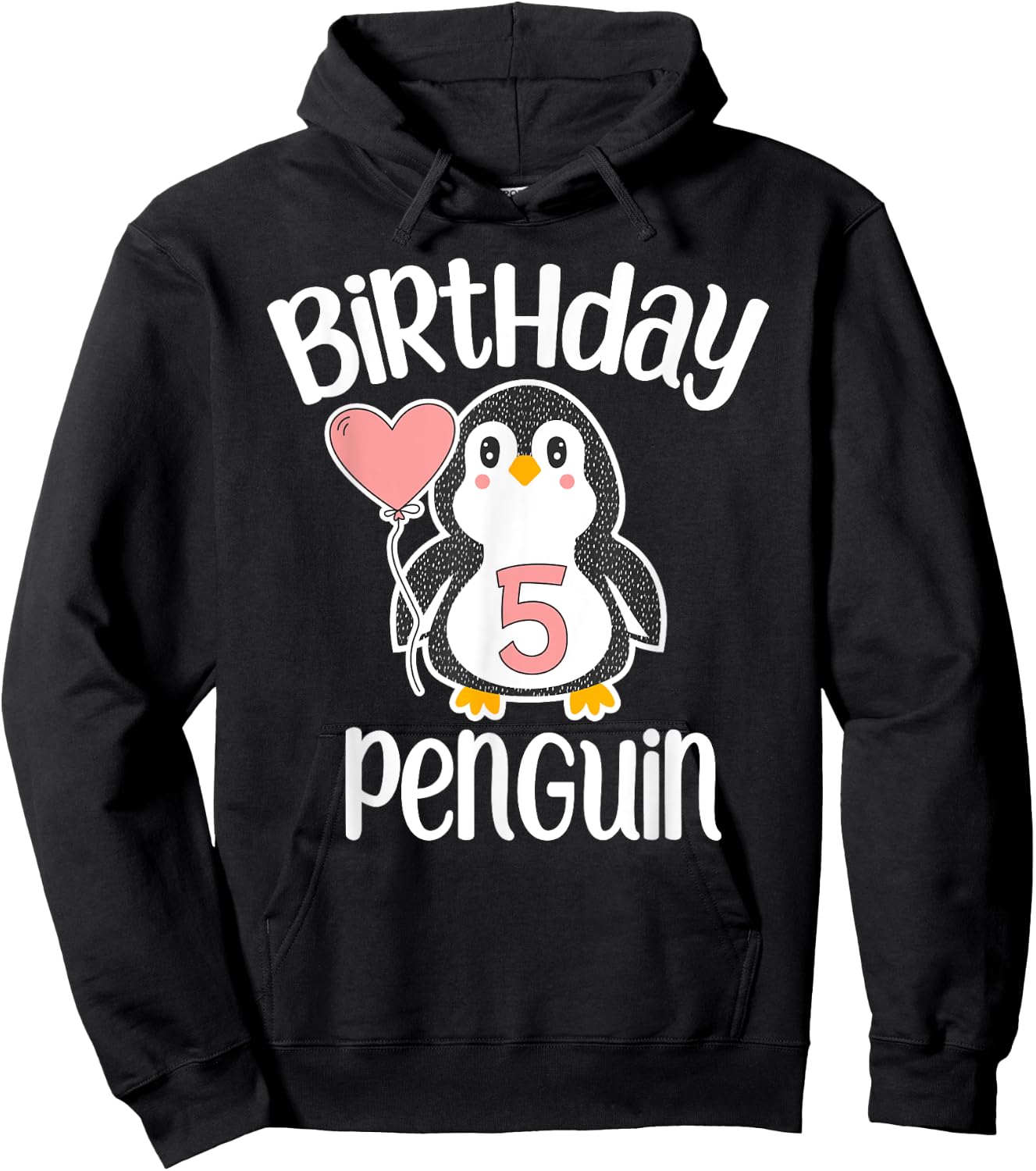 5th Birthday Penguin Shirt - 5 Year Old Birthday Hoodie - Hoodie | Black