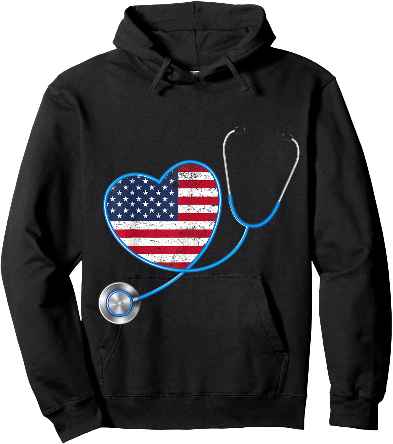USA Flag Heart 4th Of July Gifts Nurse Kids Men Hoodie - Hoodie | Black