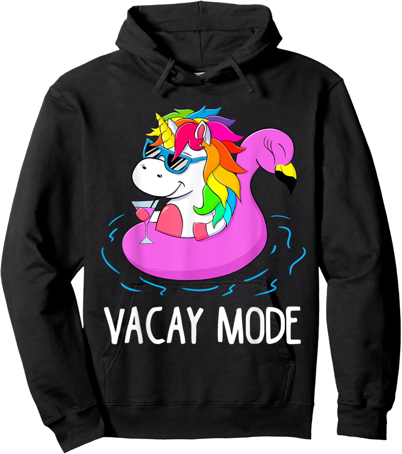Vacay Mode Cute Unicorn Funny Family Vacation Gift Kids Girl Hoodie - Hoodie | Black