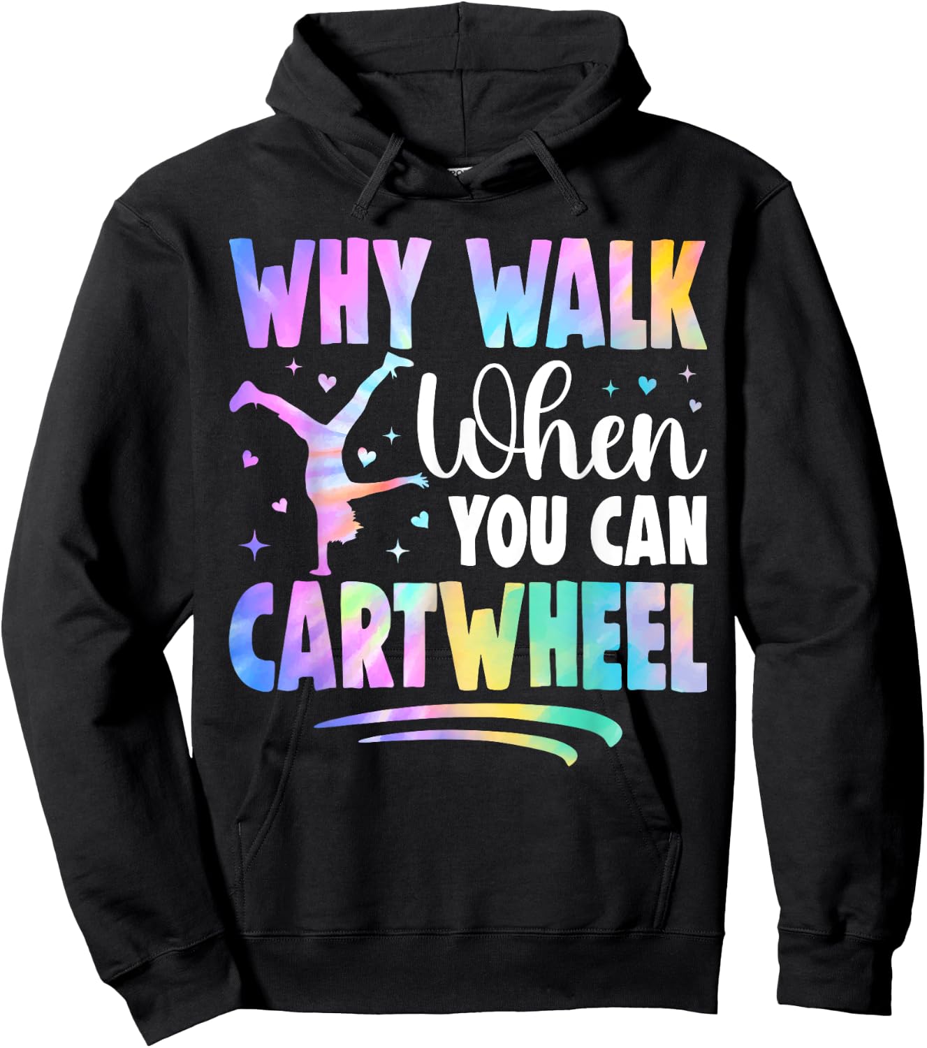 Cartwheel Gymnast Girl Tie Dye Gymnastic Girl Tumbling Hoodie - Hoodie | Black