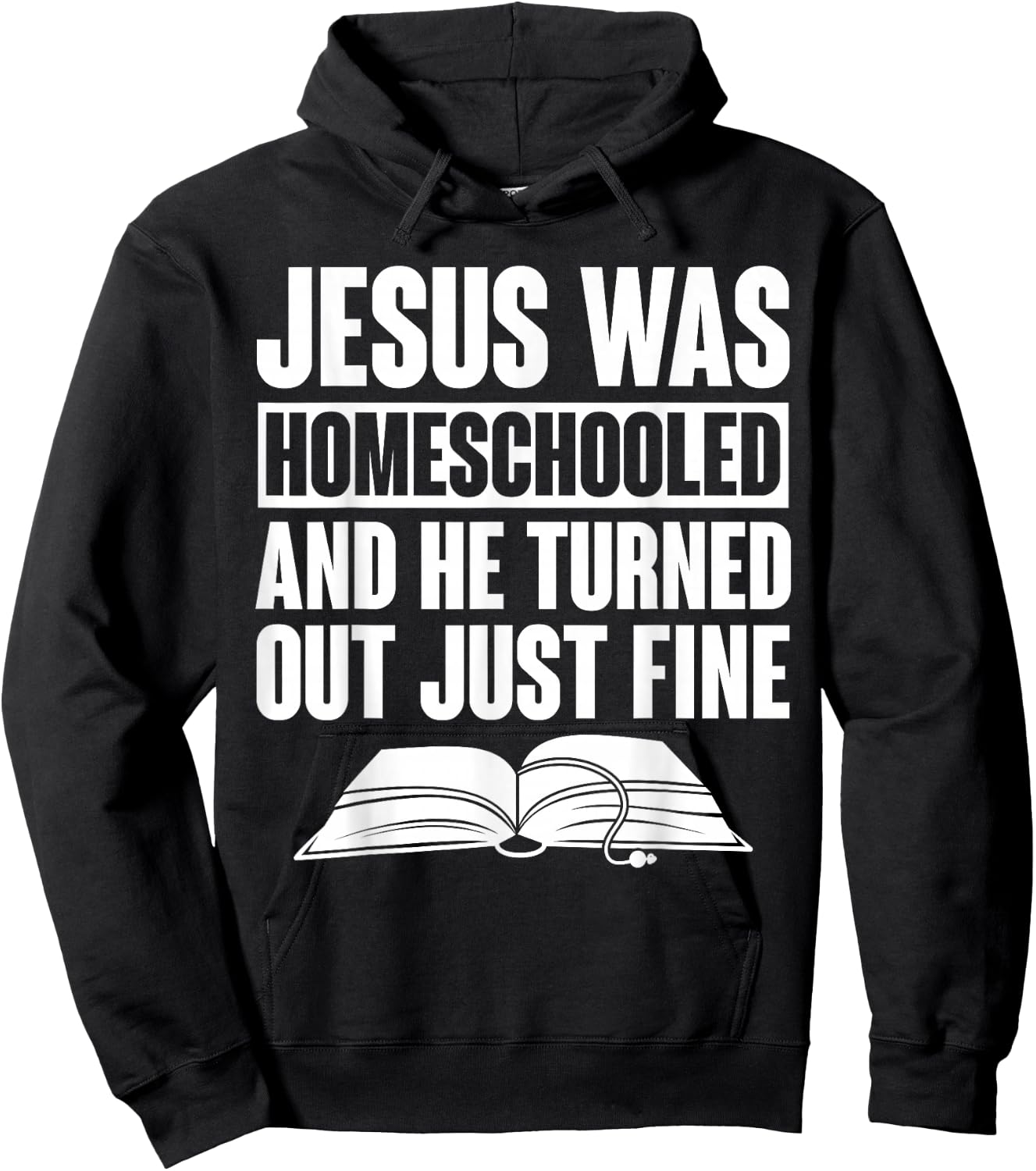 Homeschool Homeschooling Apparel -Kids Homeschool Jesus Was Homeschooled Black Small Short Sleeve Cotton, Polyester Hoodie - Hoodie | Black