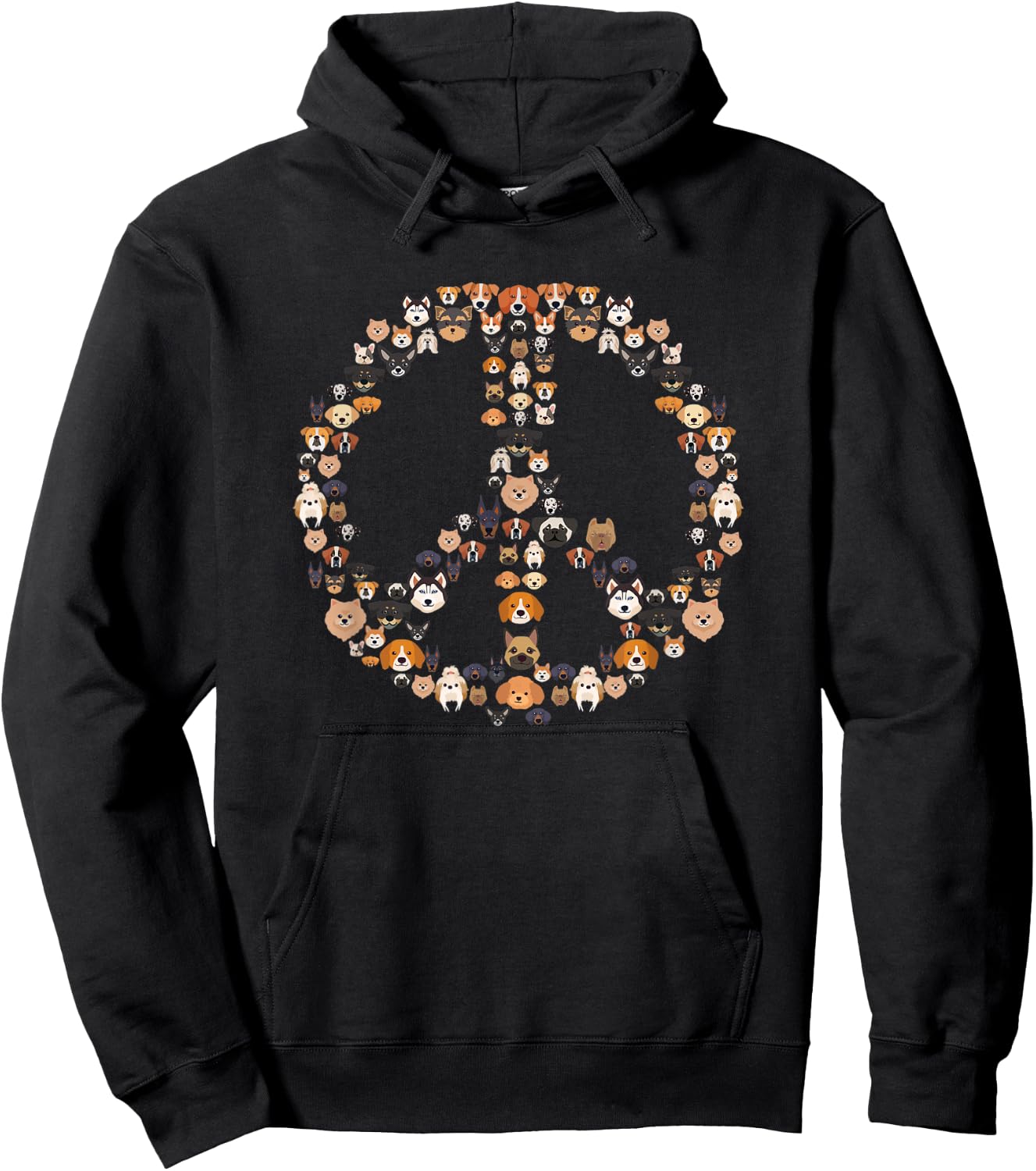 Peace Sign Hippie Retro Rescue Dog Breeds Pet Owner Animal Women Kids Hoodie - Hoodie | Black