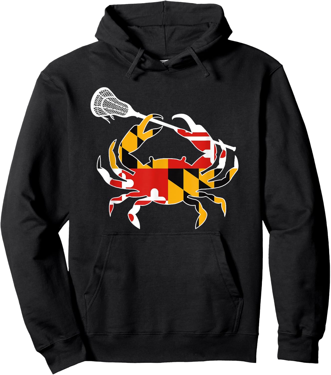 Maryland State Flag Crab Lacrosse Complete Stick Boys & Girl Hoodie - Hoodie | Black