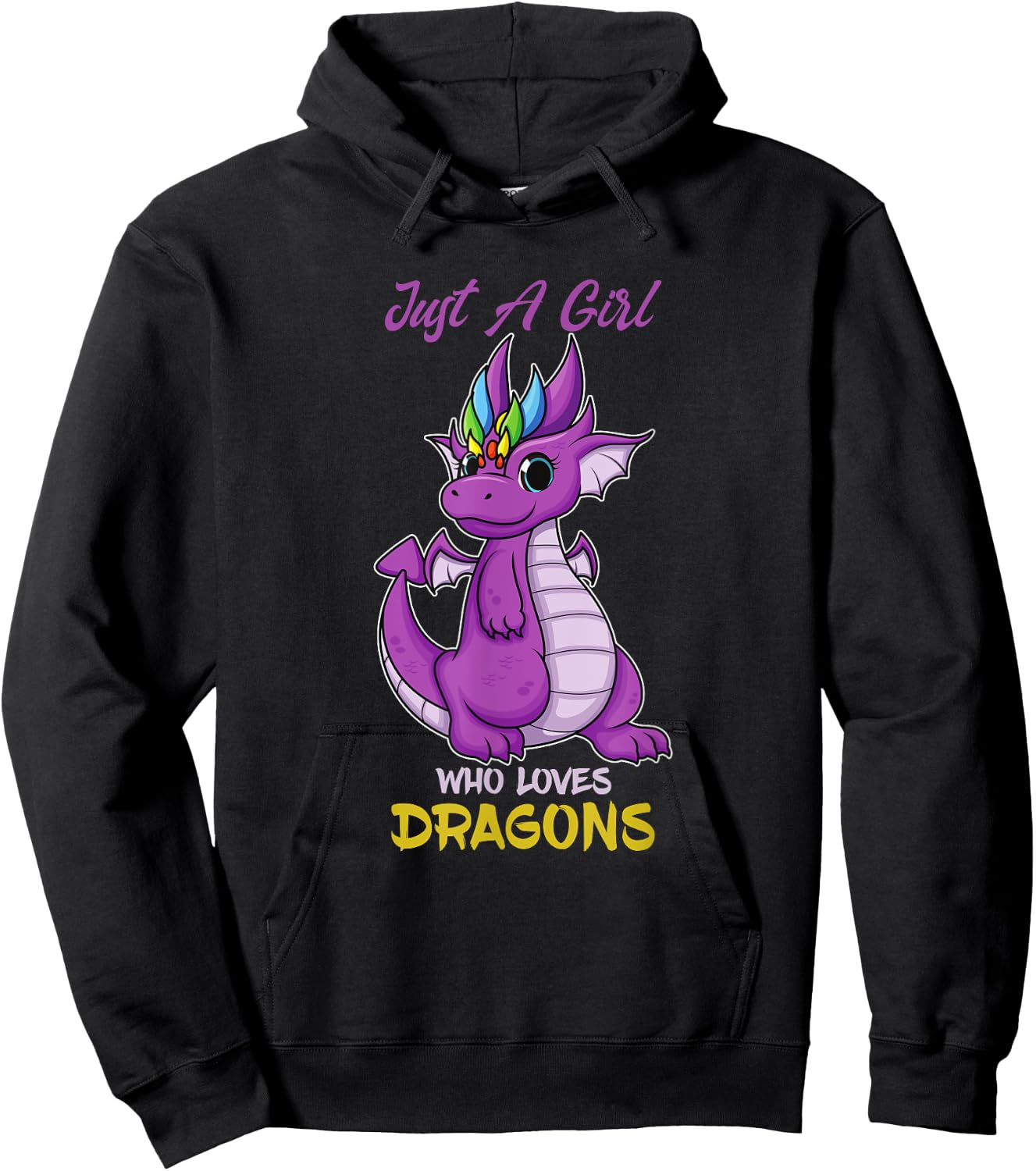 Just A Girl Loves Dragons Girls Dragon Kids Pyjamas Hoodie - Hoodie | Black