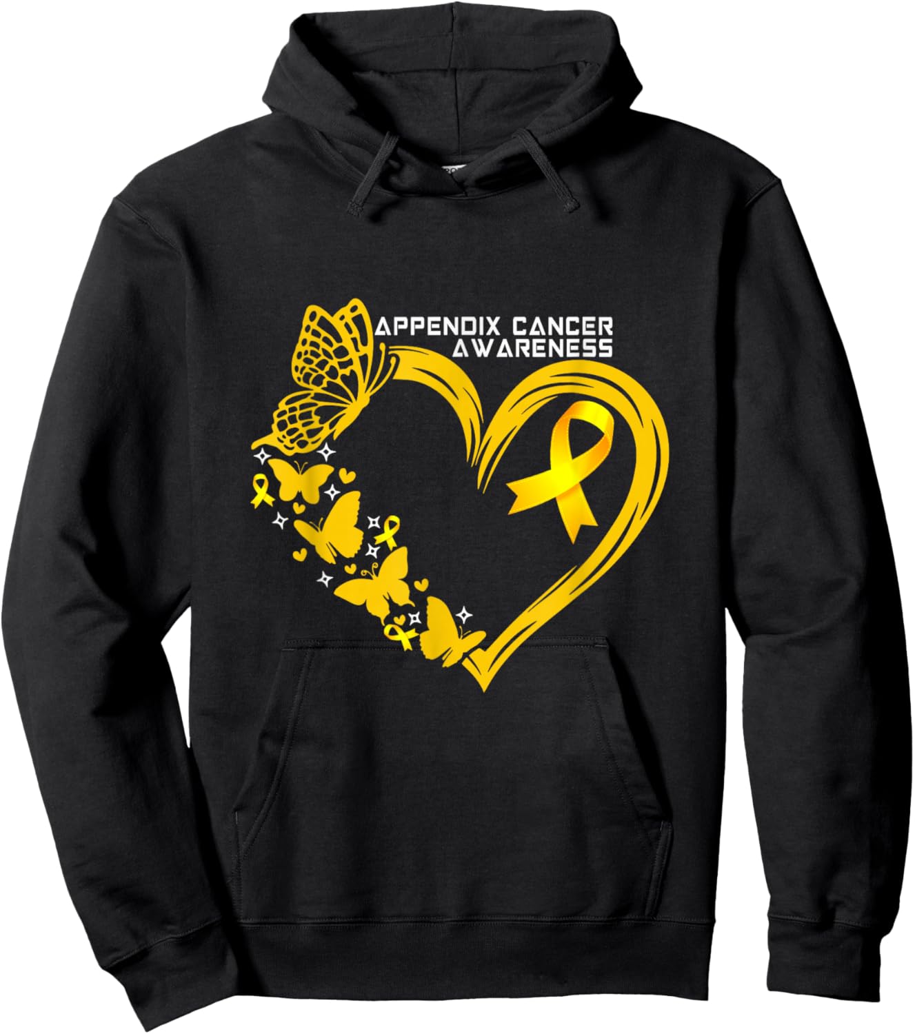 Appendix Cancer Awareness Heart Appendix Cancer Warrior Hoodie - Hoodie | Black