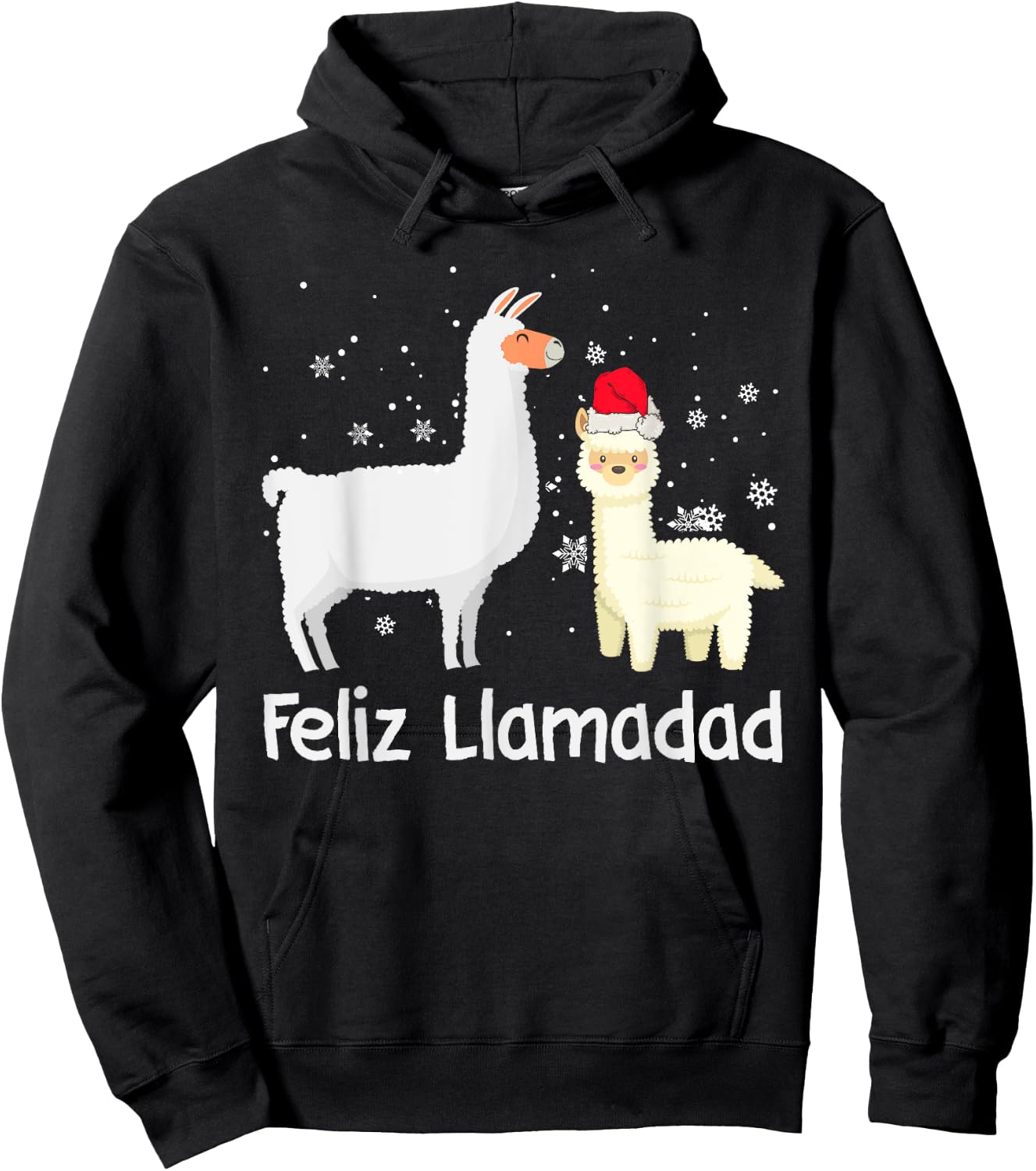 Fleece Navidad Feliz Llamadad LLama Christmas Navidad Hoodie - Hoodie | Black