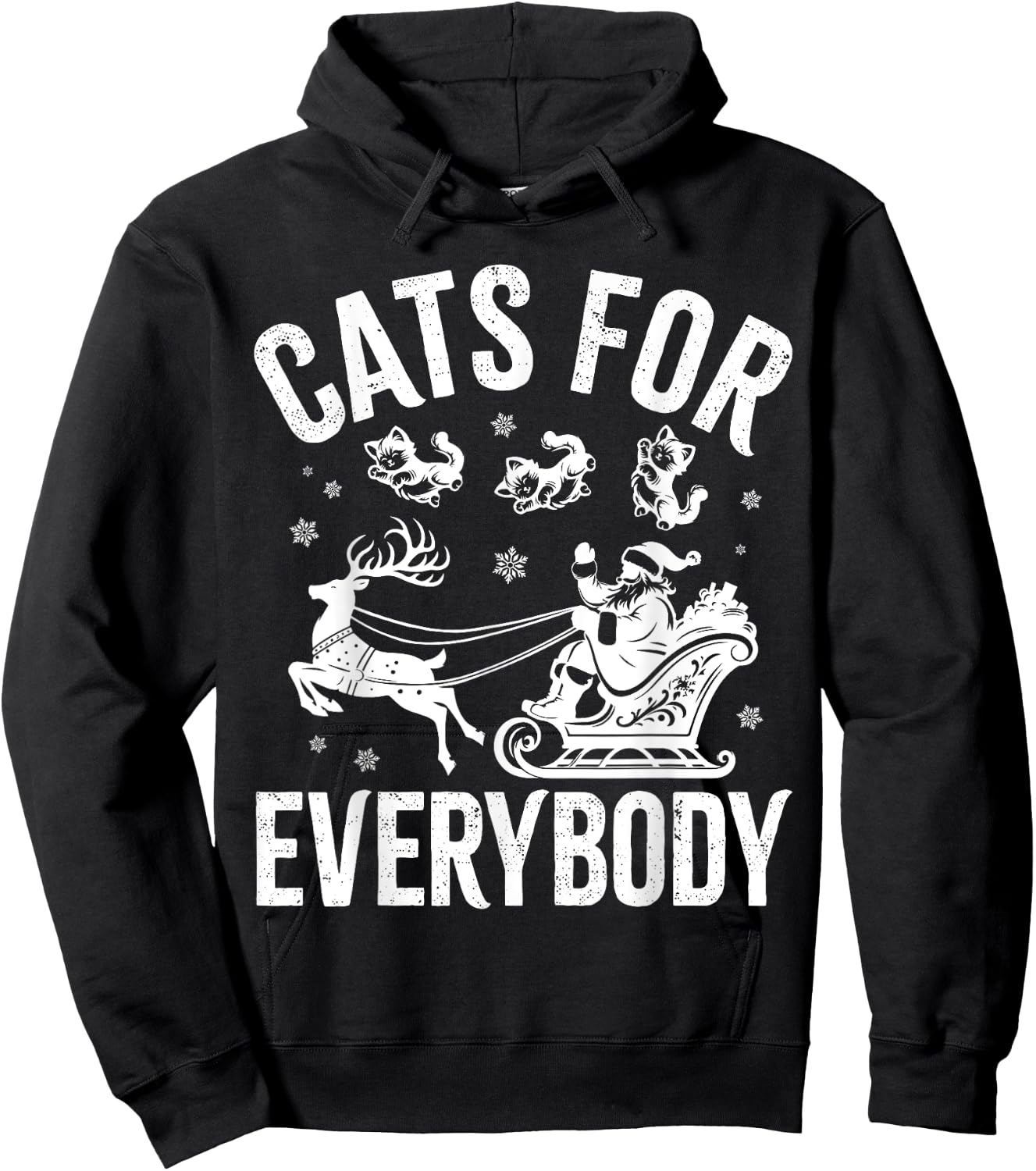 Cats For Everybody Funny Christmas Santa Cat Lover Men Women Kids Hoodie - Hoodie | Black