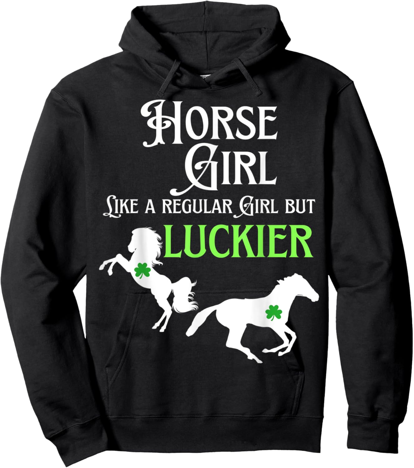 Lucky Cowgirl Horse Girl St. Paddy's Day Hoodie - Hoodie | Black