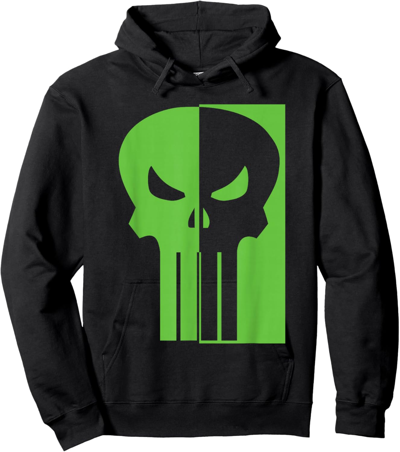 Marvel Punisher Split Face Skull Vintage Chest Logo Hoodie - Hoodie | Black