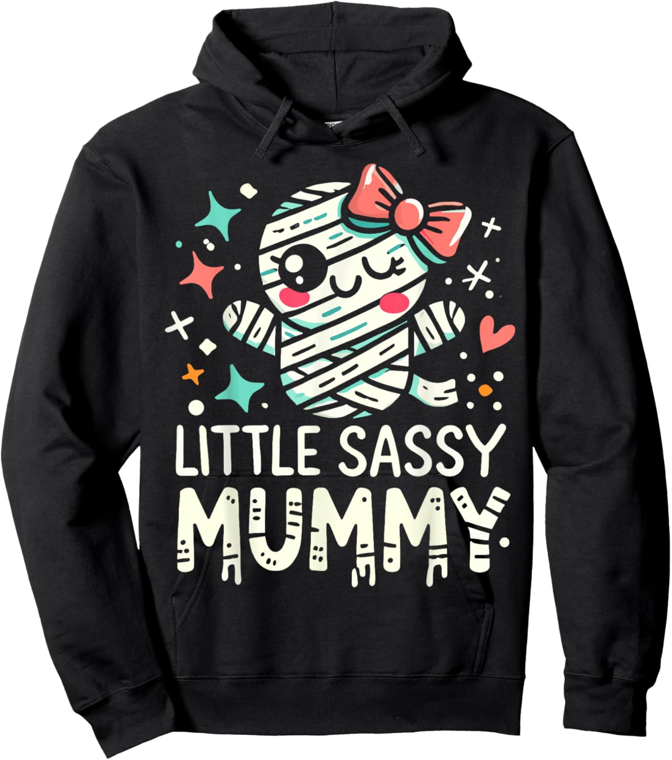 Kids Little Sassy Mummy Girl Cute Mummy Halloween Decor Hoodie - Hoodie | Black