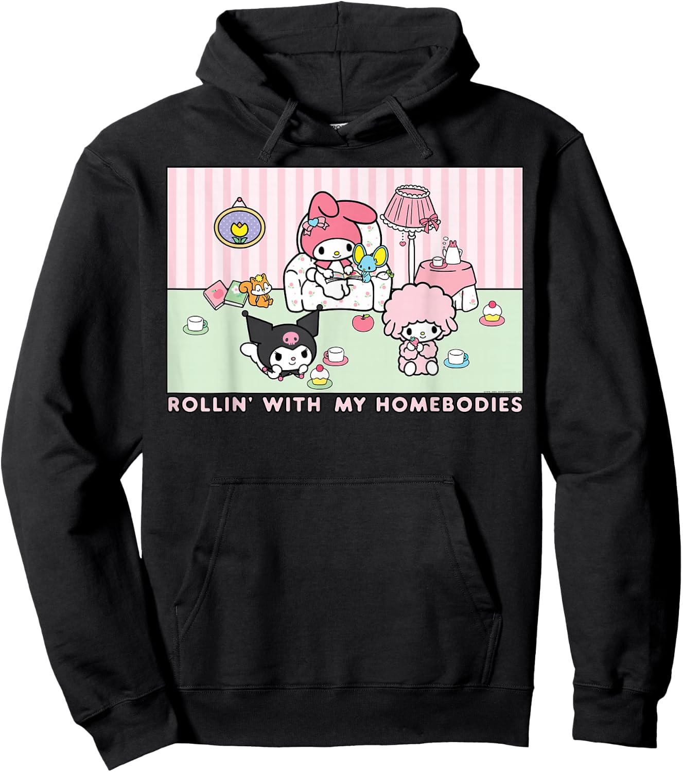 My Melody and Kuromi Rollin with My Homebodies Small Hoodie - Hoodie | Black