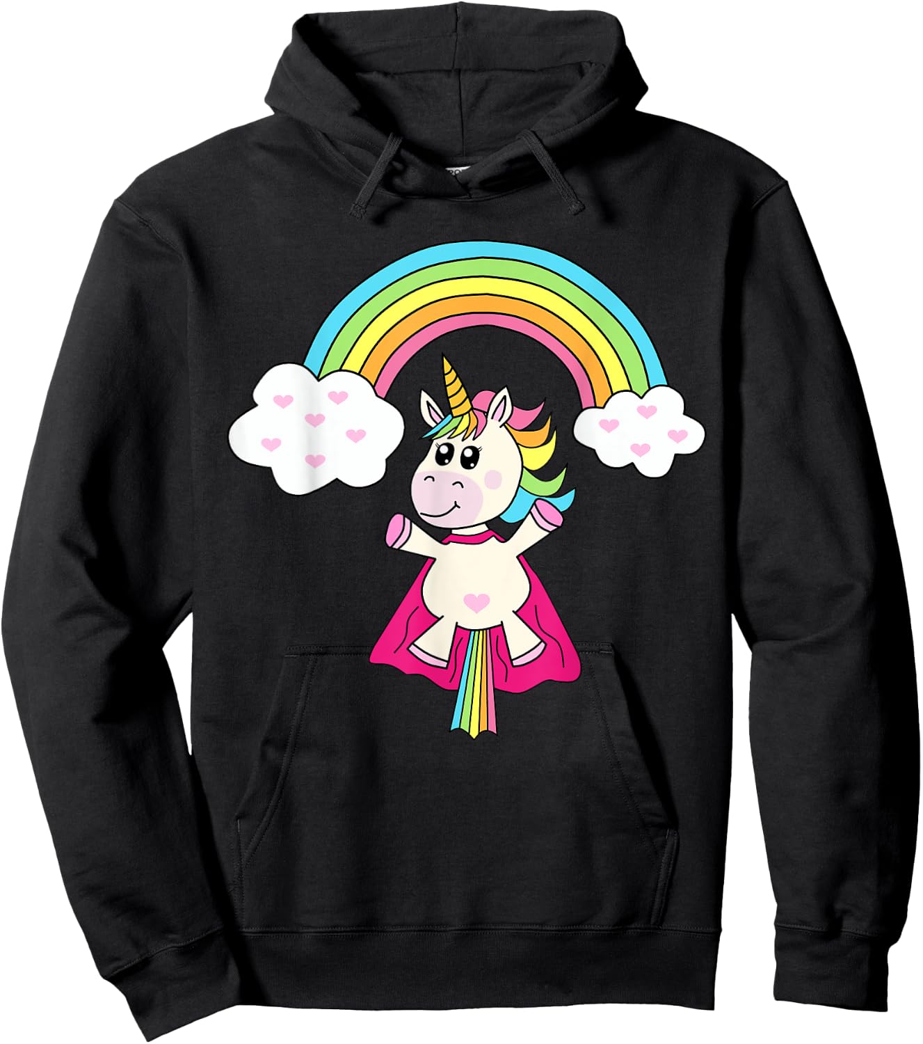 Unicorn Superhero flies to the rainbow Hoodie - Hoodie | Black