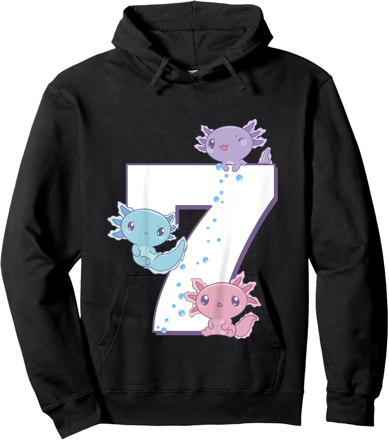 Axolotl 7th Birthday - I'm 7 Daughter Girl's Birthday Party Hoodie - Hoodie | Black