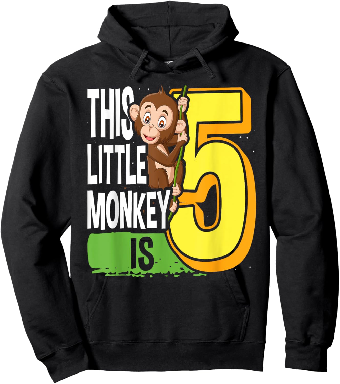 This Little Monkey Is 5 Years Old Kid 5th Birthday Monkeys Hoodie - Hoodie | Black