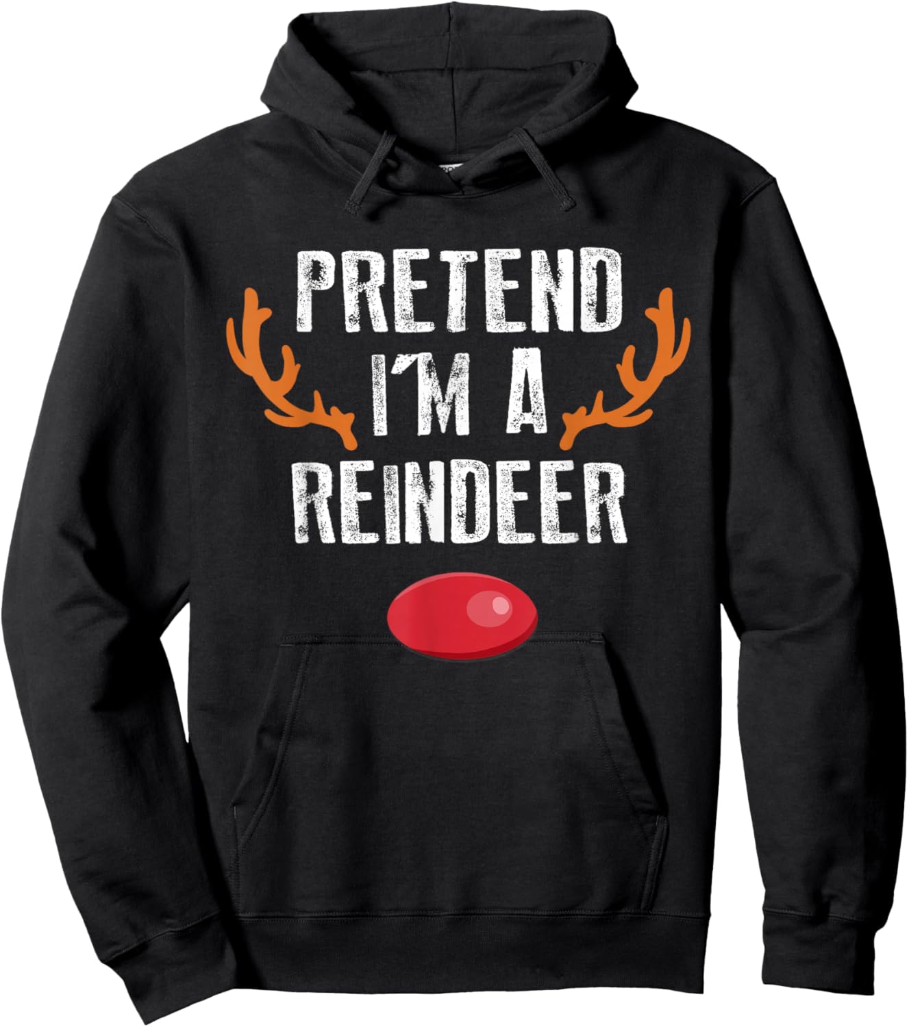 Pretend I'm A Reindeer Funny Lazy Christmas Kids Hoodie - Hoodie | Black