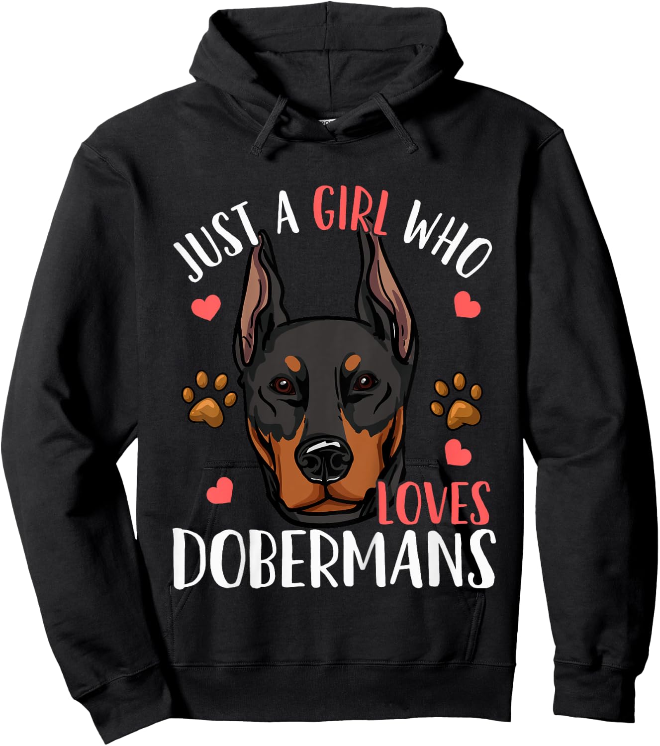Kids Doberman Just A Girl Who Loves Dobermans Gift Hoodie - Hoodie | Black