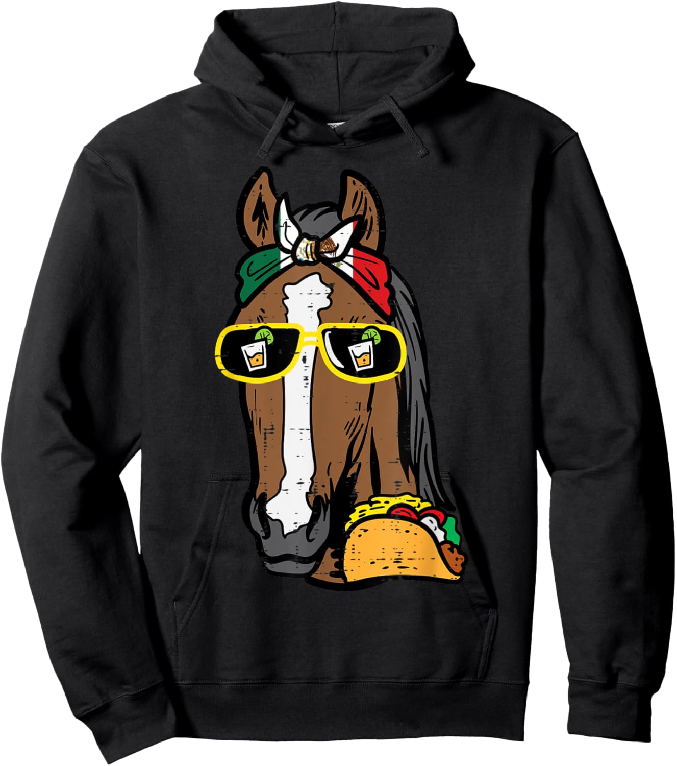 Horse Mexico Flag Cinco De Mayo Mexican Independence Day Hoodie - Hoodie | Black