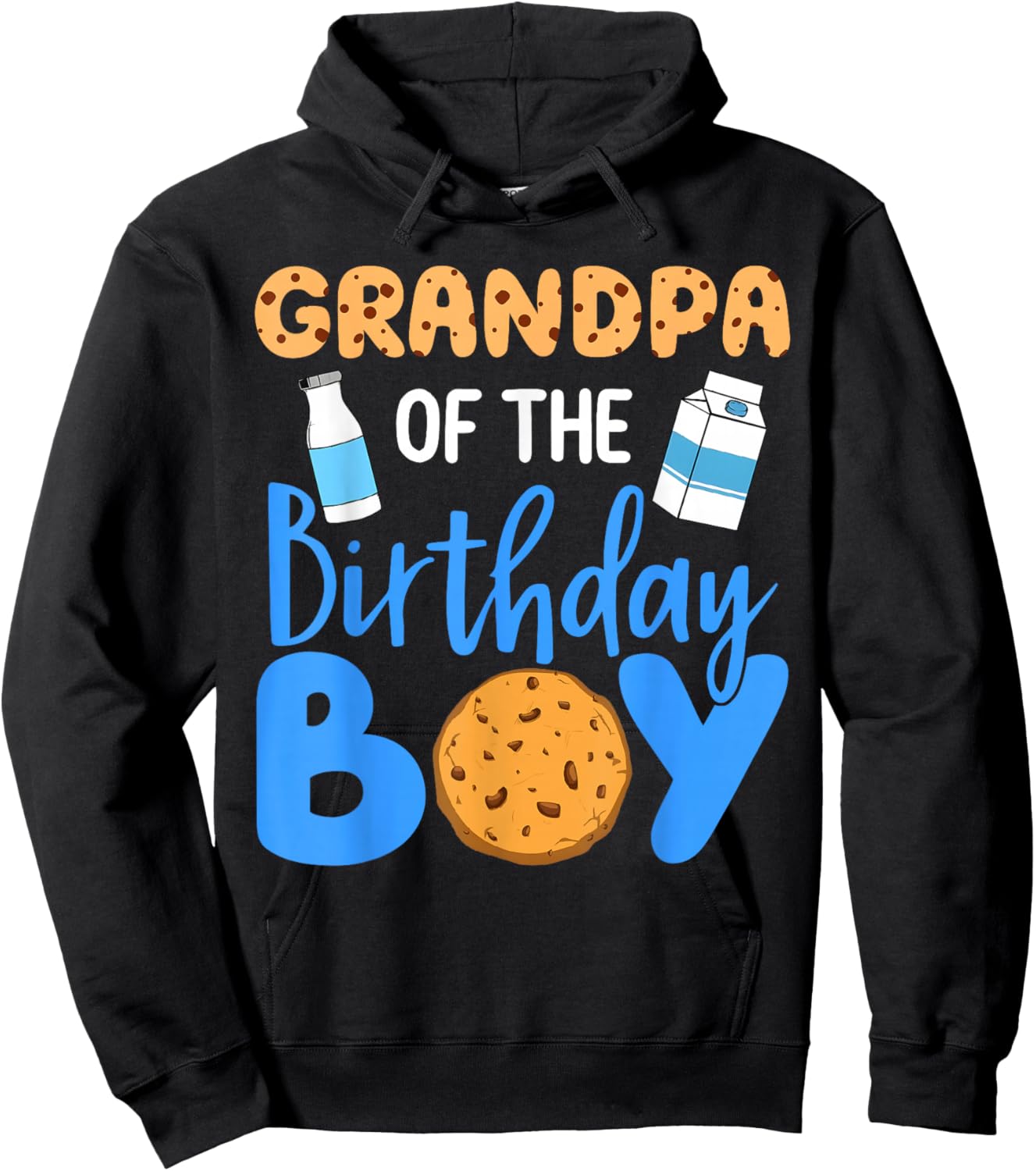 Grandpa Of The Birthday Boy Milk And Cookies 1st Bday Family Hoodie - Hoodie | Black