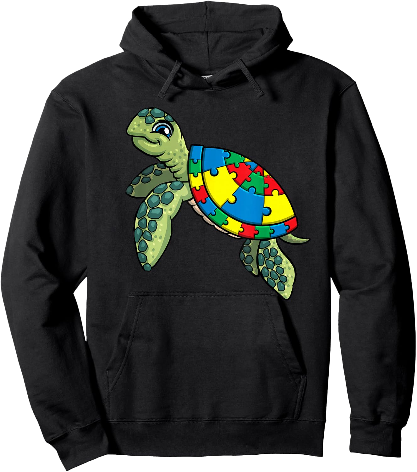 Turtle Puzzle Pieces For Autism Awareness Kids Women Teacher Hoodie - Hoodie | Black