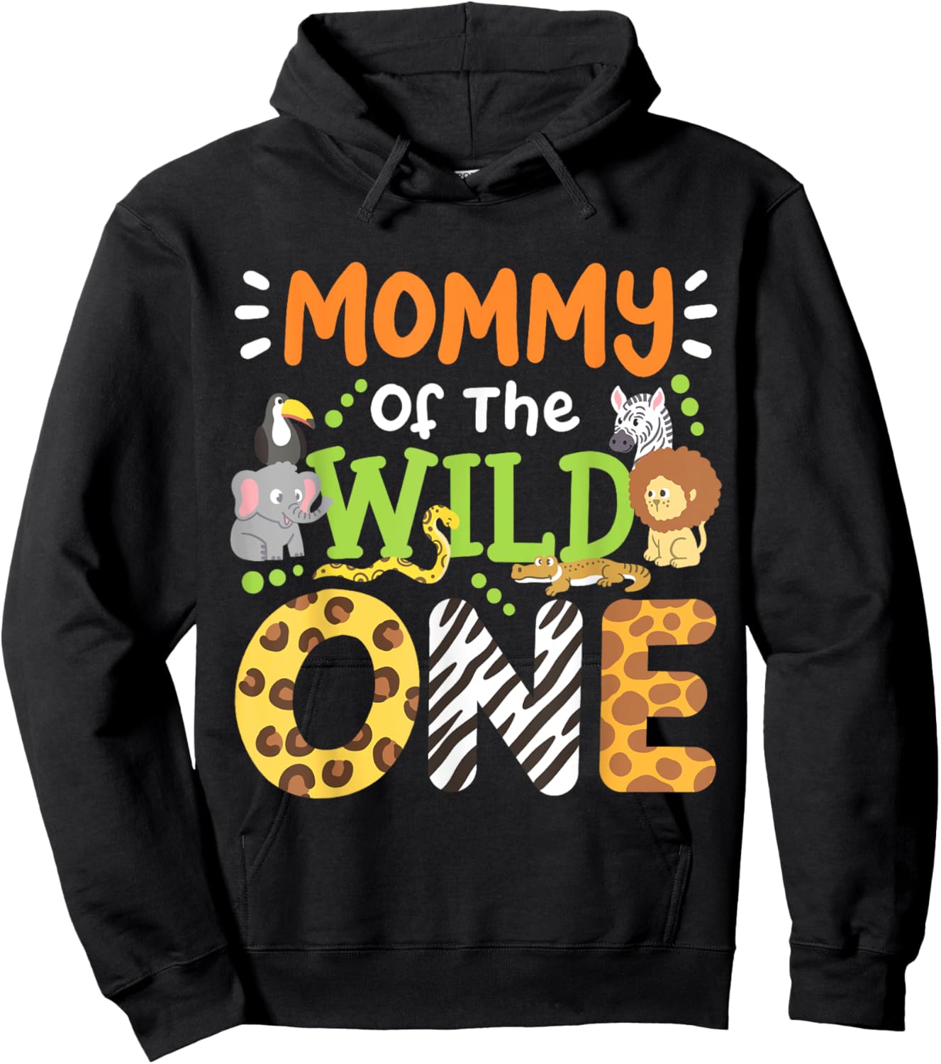 Mommy Of The Wild One Kids Boys Safari Zoo Birthday Family Hoodie - Hoodie | Black