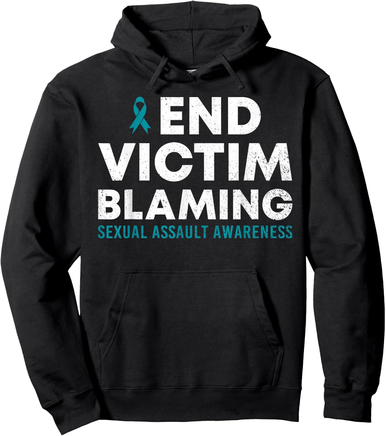End Victim Blaming Sexual Assault Awareness Month Ribbon Hoodie - Hoodie | Black