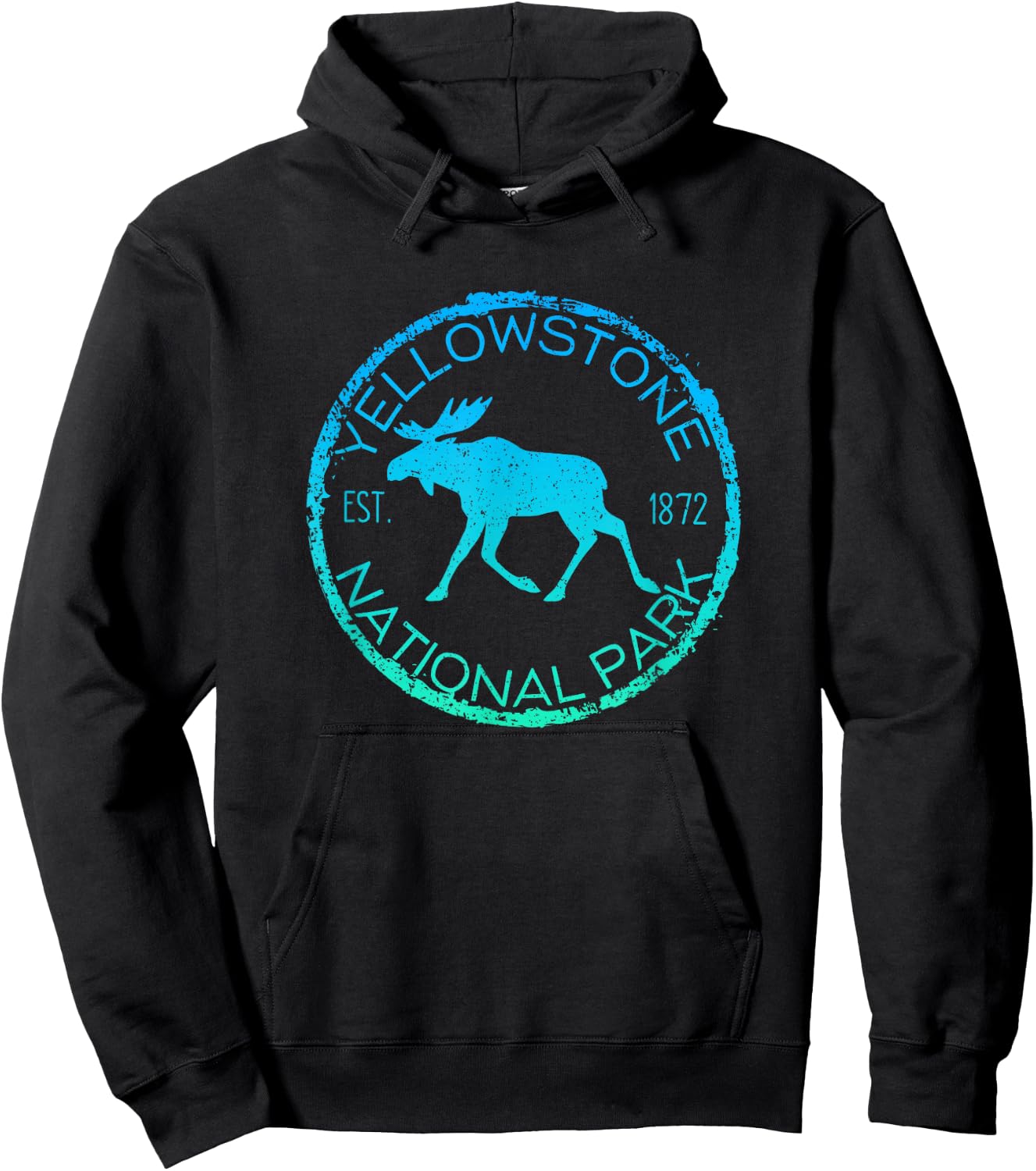 Moose Design Yellowstone National Park Souvenir Hiker's Hoodie - Hoodie | Black