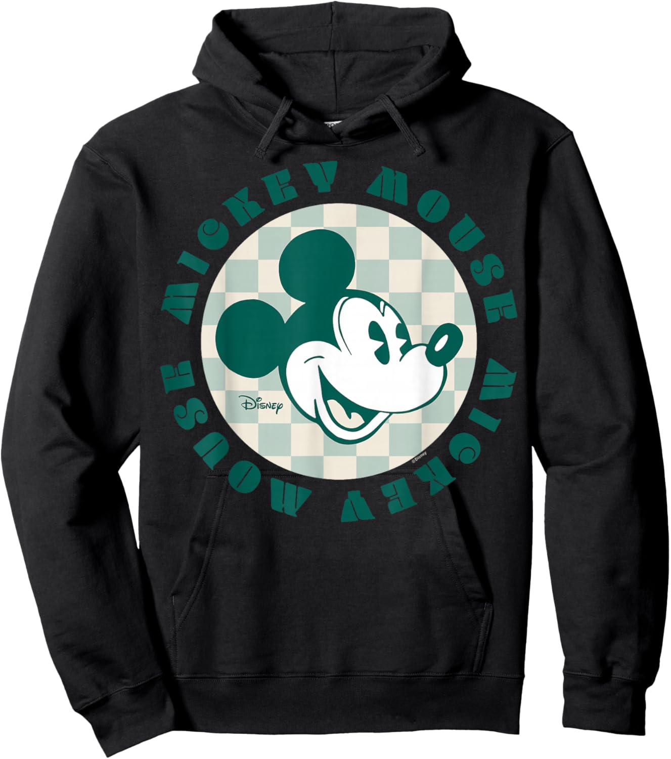 Mickey Mouse - Checker Print Hoodie - Hoodie | Black