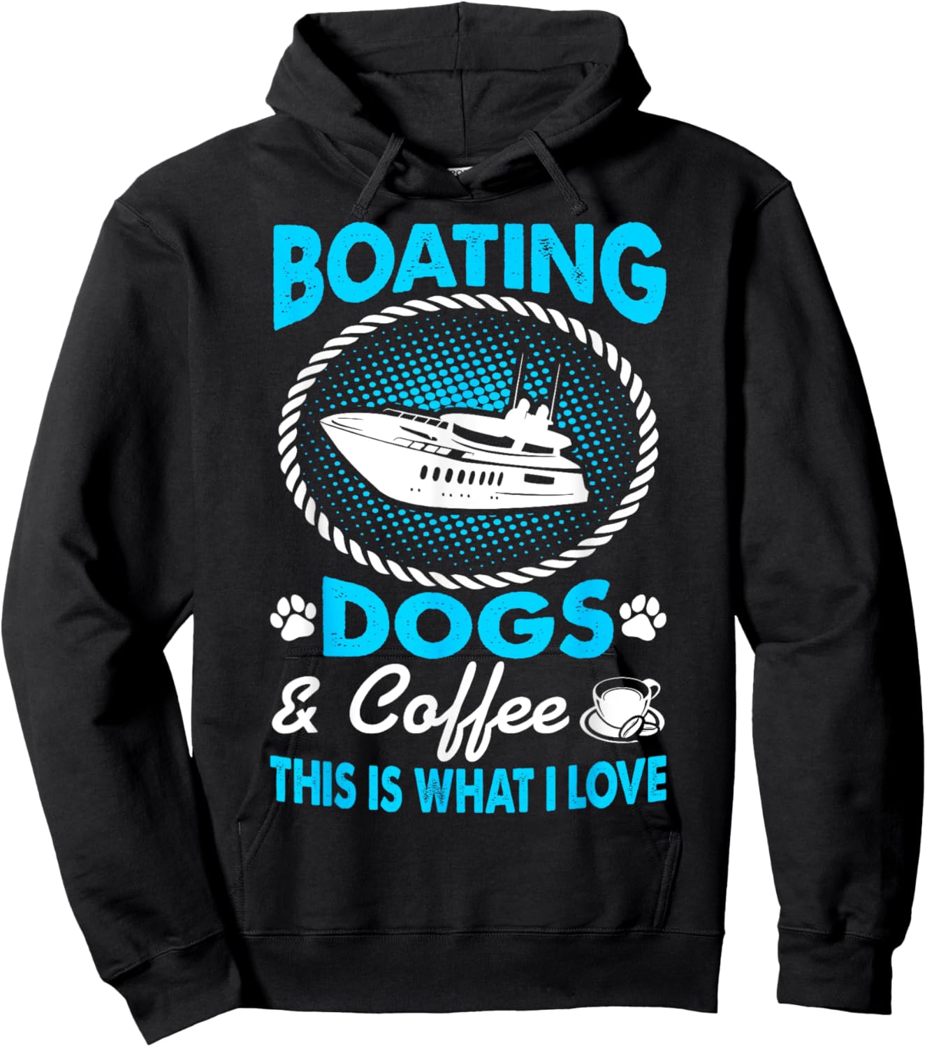 I Love Boating Dogs Coffee Pets Outdoors Gift Hoodie - Hoodie | Black