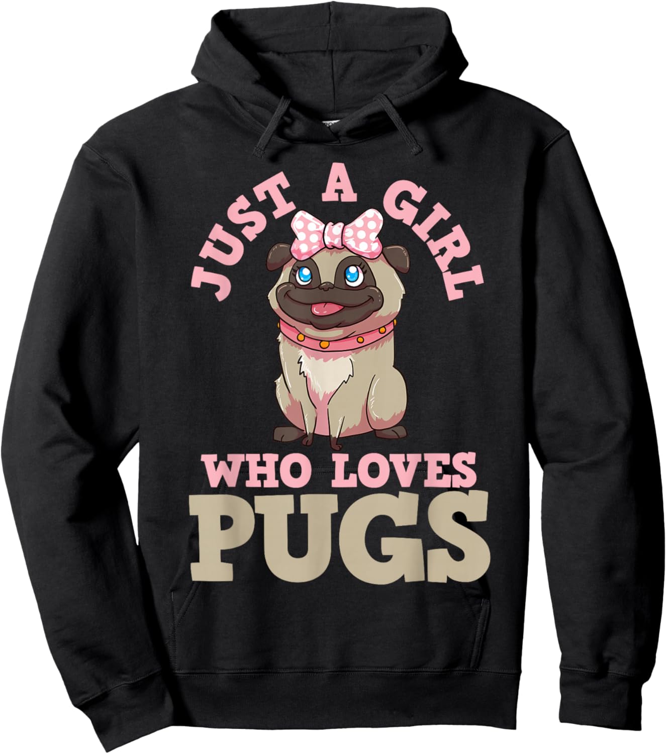 Pug Lover Girl Hoodie - Hoodie | Black