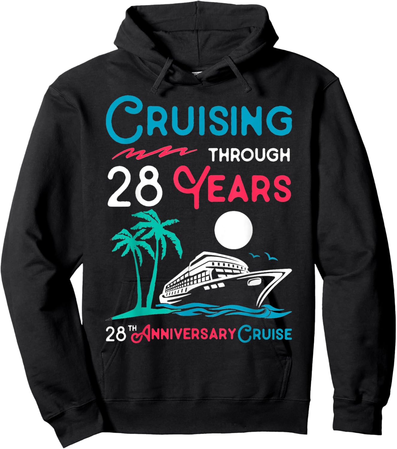28th Wedding Anniversary Cruise 28 Years of Marriage Hoodie - Hoodie | Black