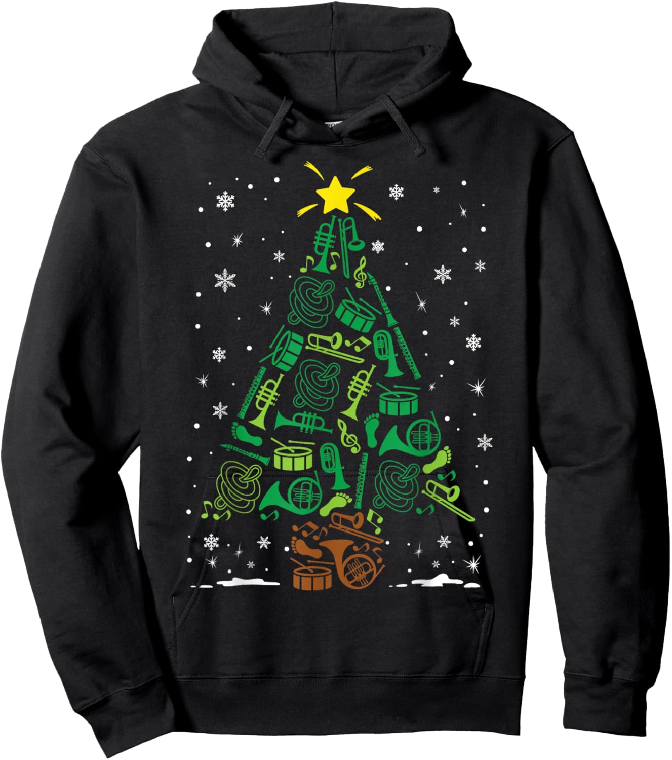 Marching Band Instrument Family Matching Christmas Tree Hoodie - Hoodie | Black