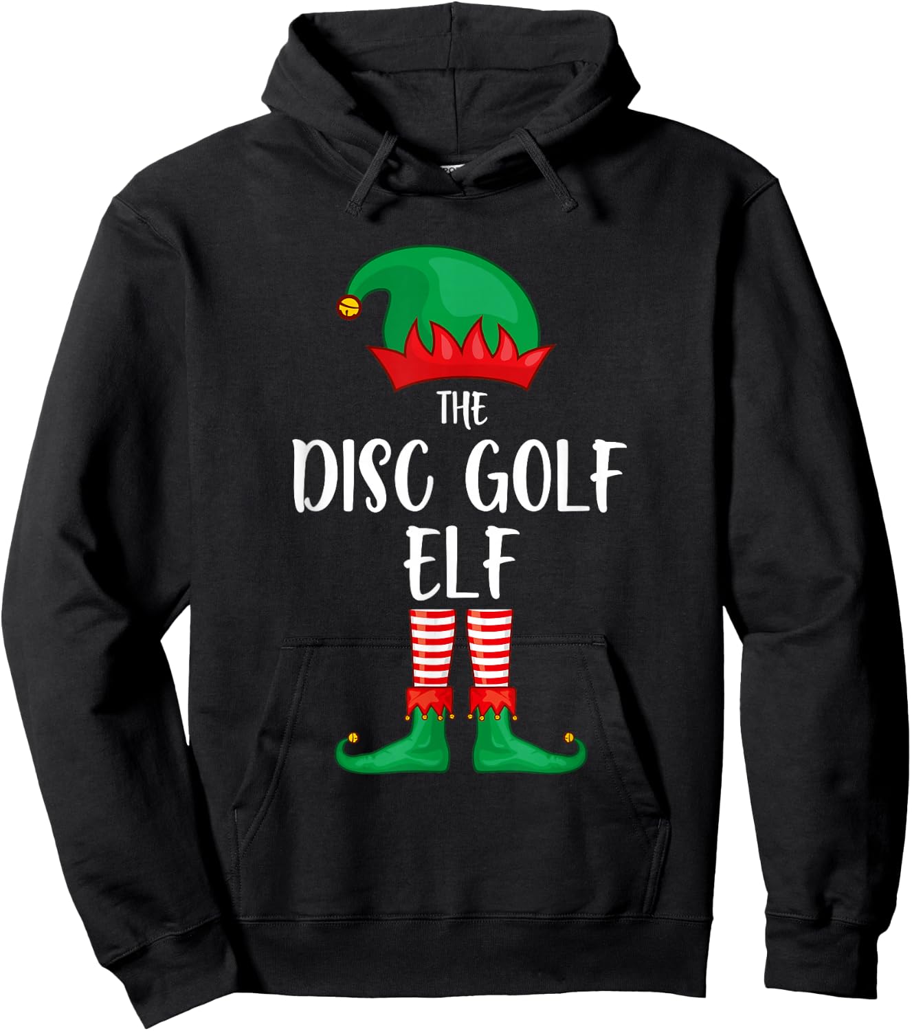 Disc Golf Elf Christmas Party Matching Family Group Pajama Hoodie - Hoodie | Black