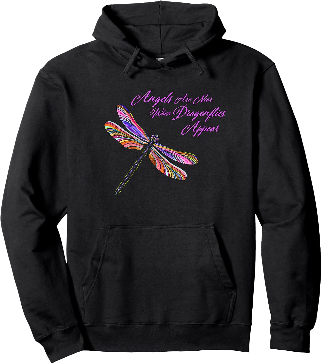 Angels appear when Dragonflies are near - gift Hoodie - Hoodie | Black
