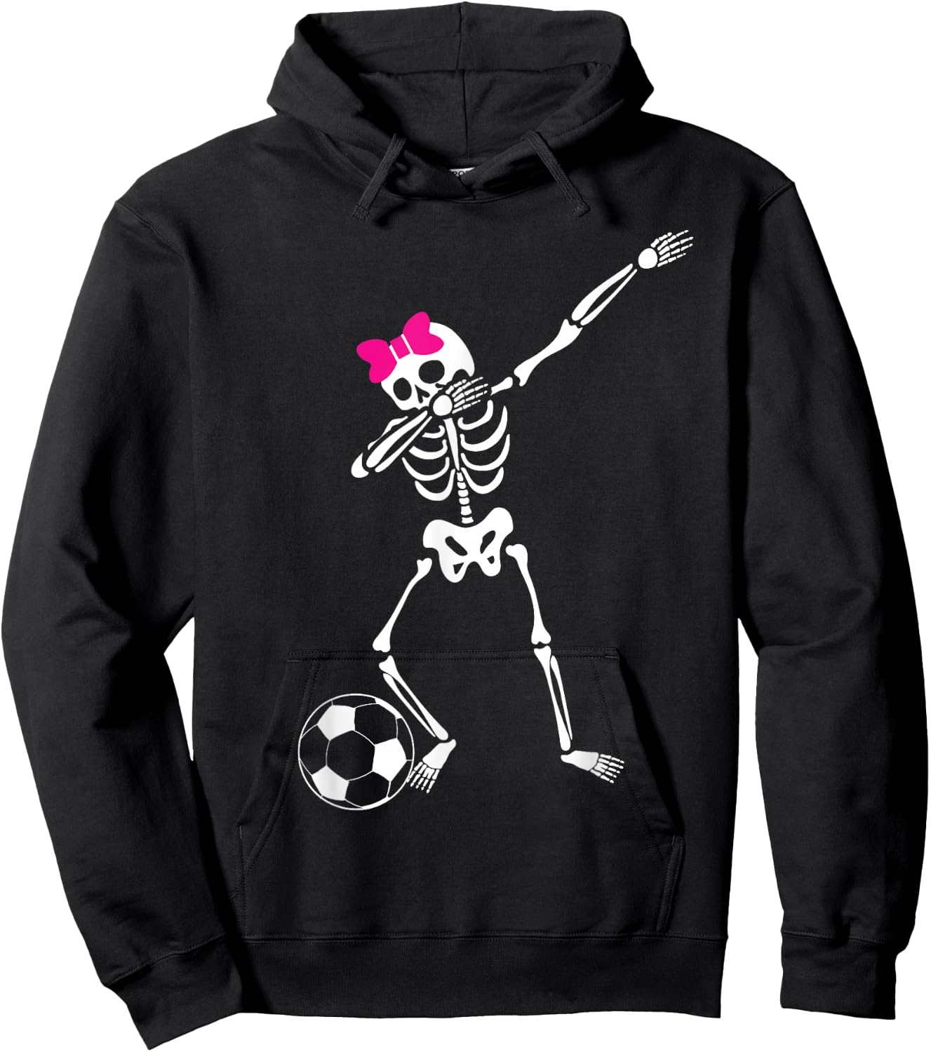 Dabbing Skeleton Girl Soccer Halloween Hoodie - Hoodie | Black