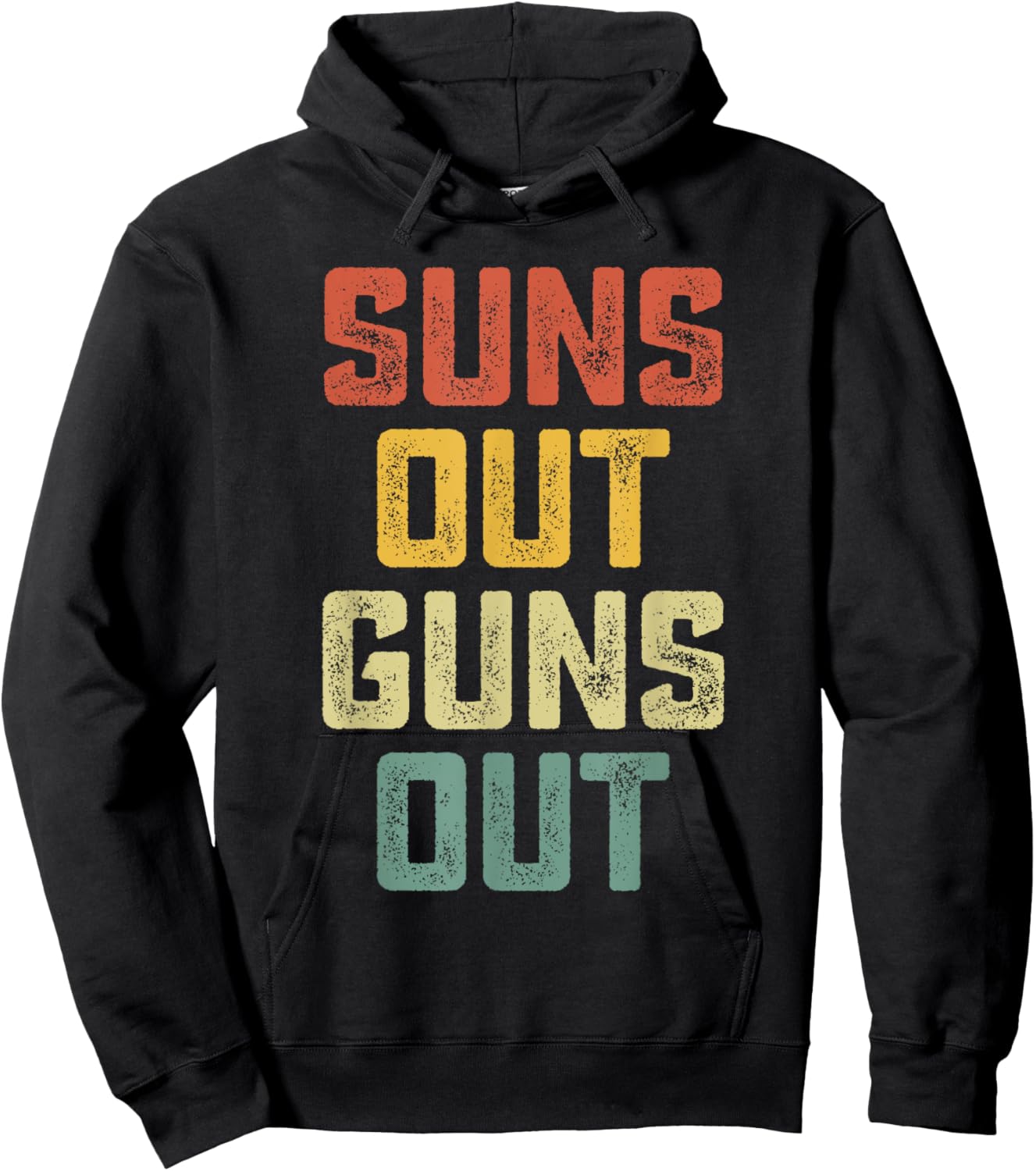 Suns Out Guns Out Cool Muscle Sun Vintage Hoodie - Hoodie | Black