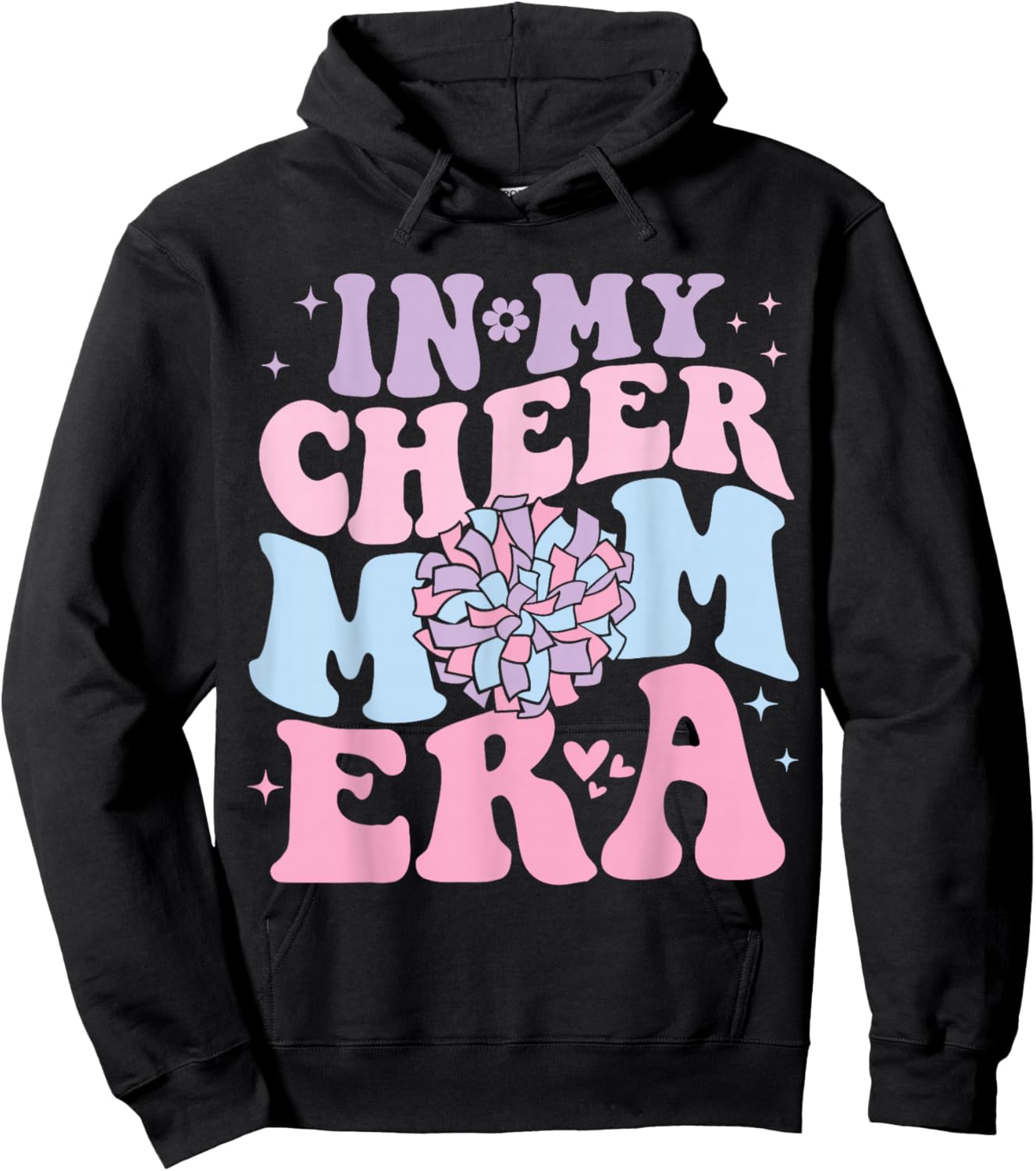 In My Cheer Mom Era Groovy Cheerleading Football Mom Women Hoodie - Hoodie | Black