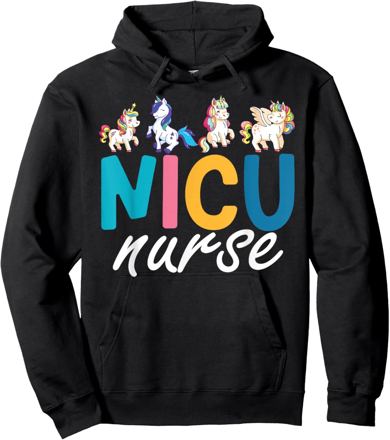 NICU Nurse Animal, Nurse Appreciation, Nicu Nurse Unicorn Hoodie - Hoodie | Black