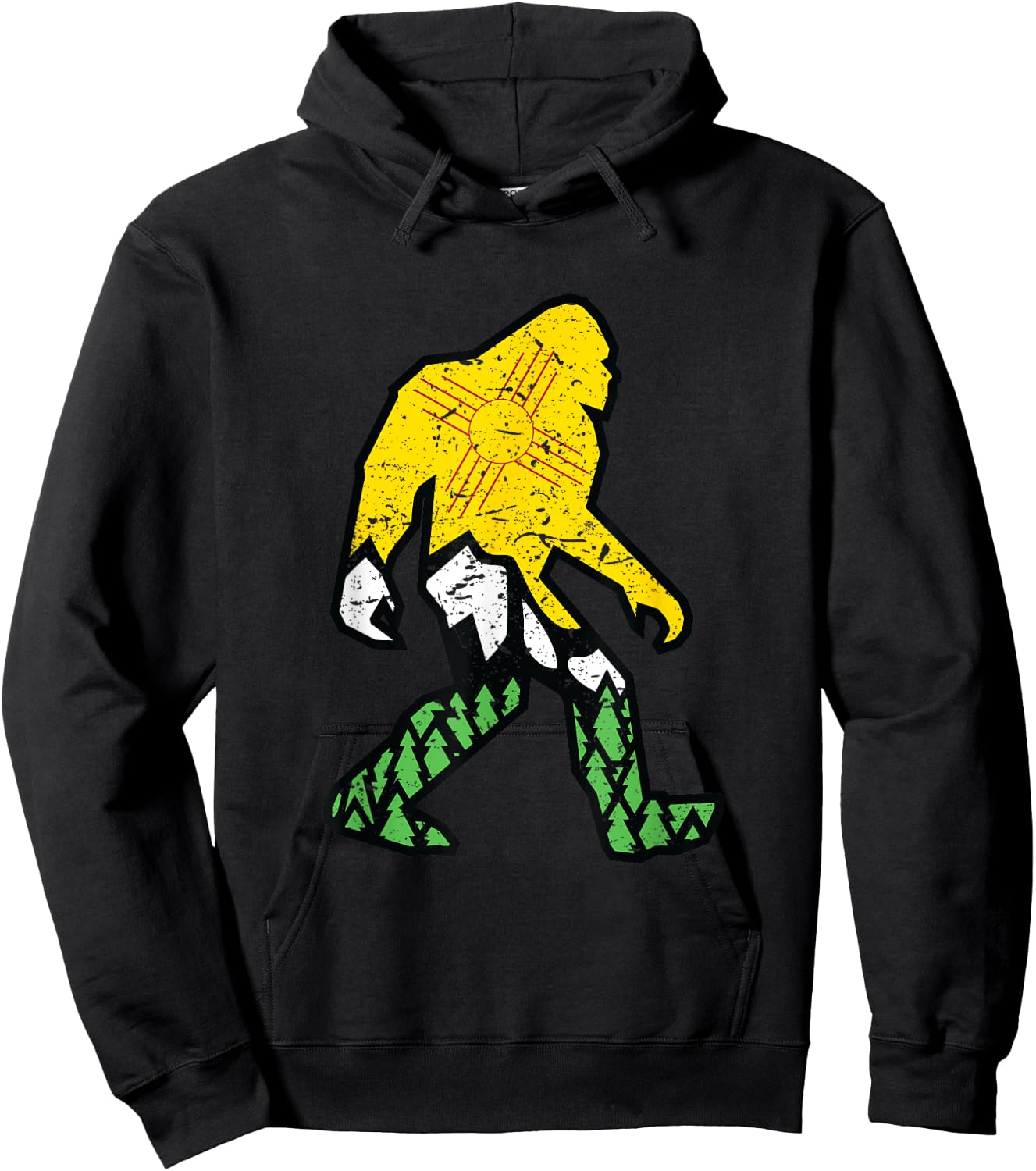 Cool Sasquatch is Real New Mexican Flag Yeti Hide & Seek NM Hoodie - Hoodie | Black