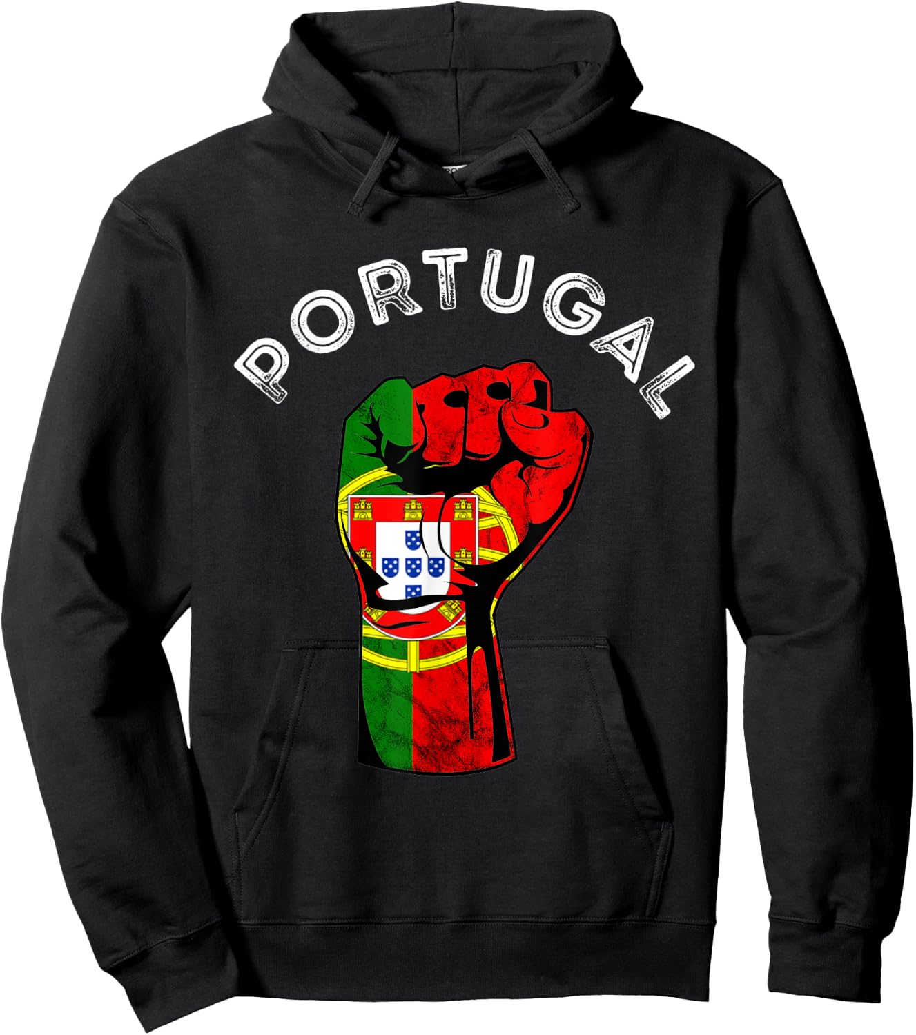 Portugal Hand Fist Power Portuguese Pride Portuguese Flag Hoodie - Hoodie | Black