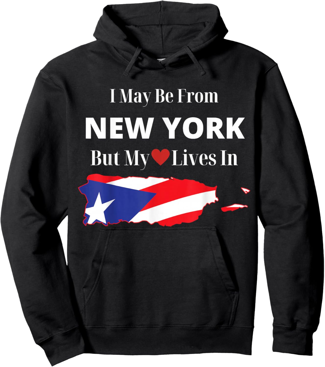 Puerto Rican Flag New York Heart Boricua Hoodie - Hoodie | Black