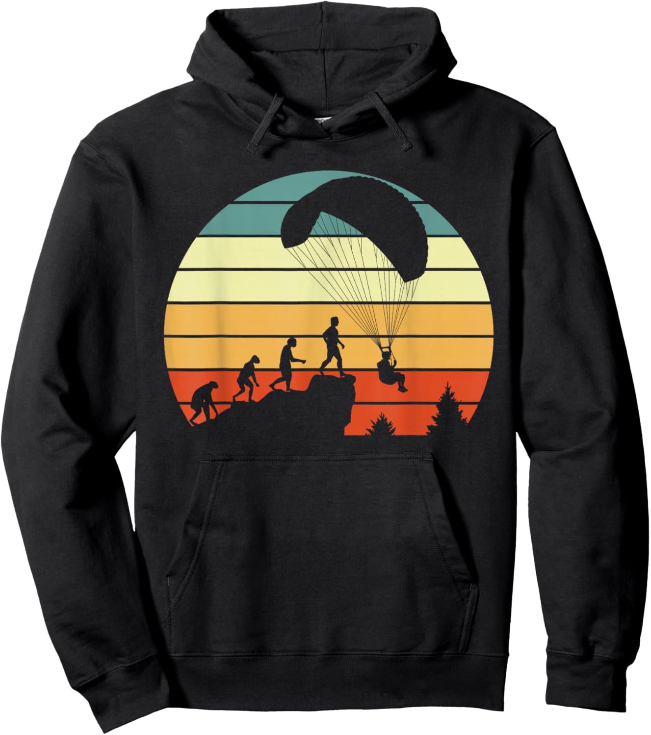 Paragliding Evolution Motiv with Paraglider Hoodie - Hoodie | Black