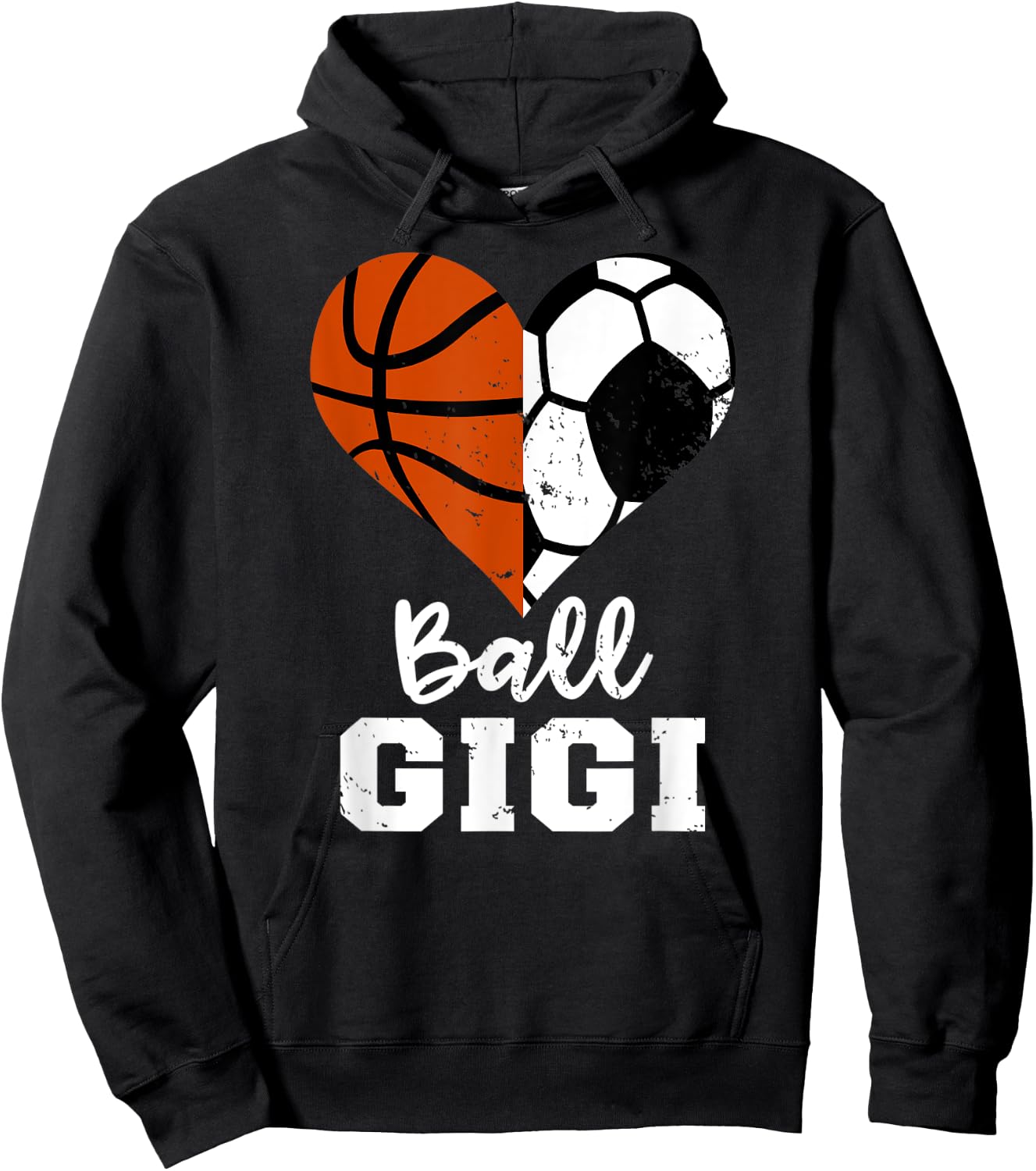 Ball Gigi Funny Soccer Basketball Heart Hoodie - Hoodie | Black