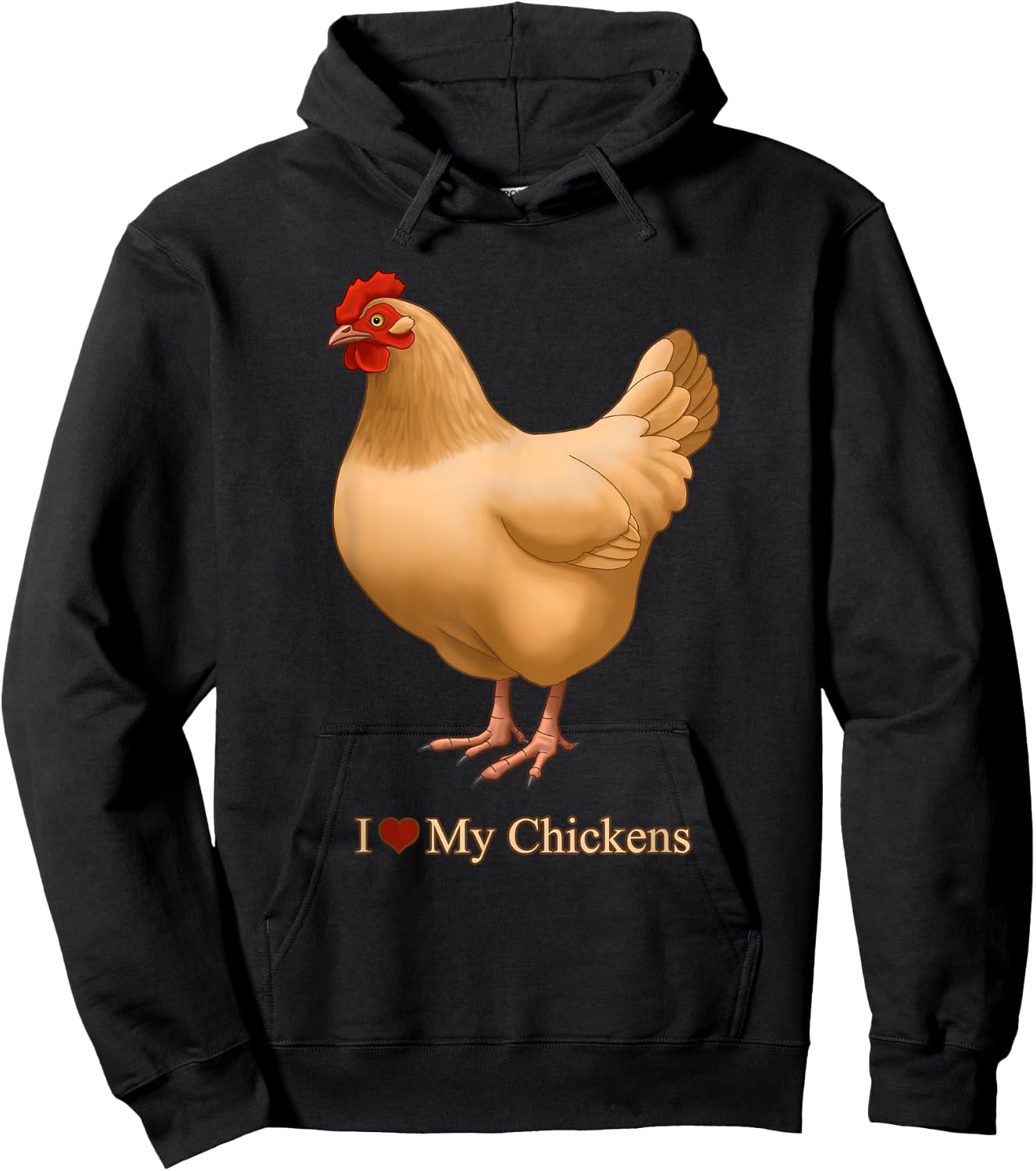 I Heart (Love) My Chickens Buff Orpington Hen Hoodie - Hoodie | Black