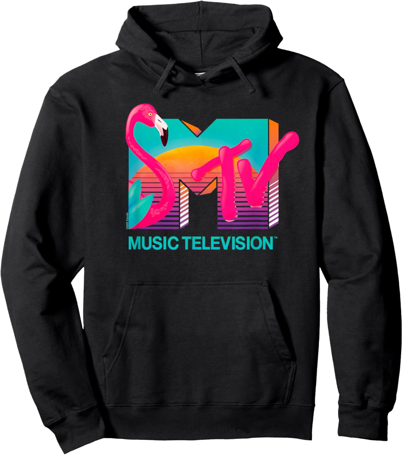 MTV Vibrant Flamingo Sunset Hoodie - Hoodie | Black