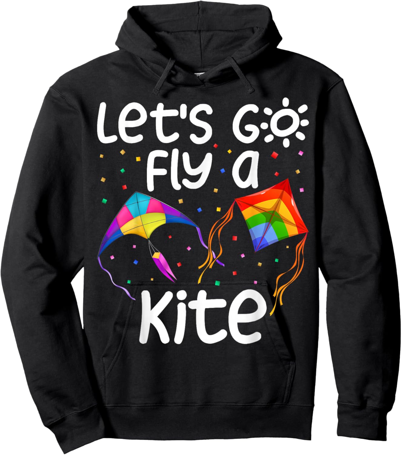 Let's-Go Fly A Kite Kite Flying Kite Surfing Kids Hoodie - Hoodie | Black