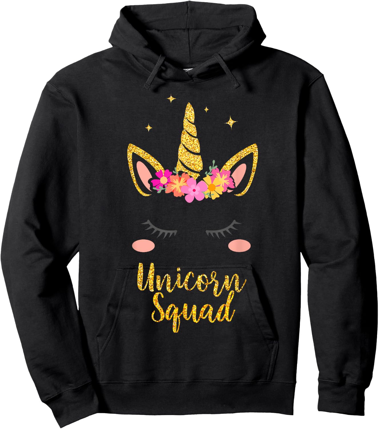 Unicorn Squad , Cute Fantasy Design For Girls and Women Hoodie - Hoodie | Black