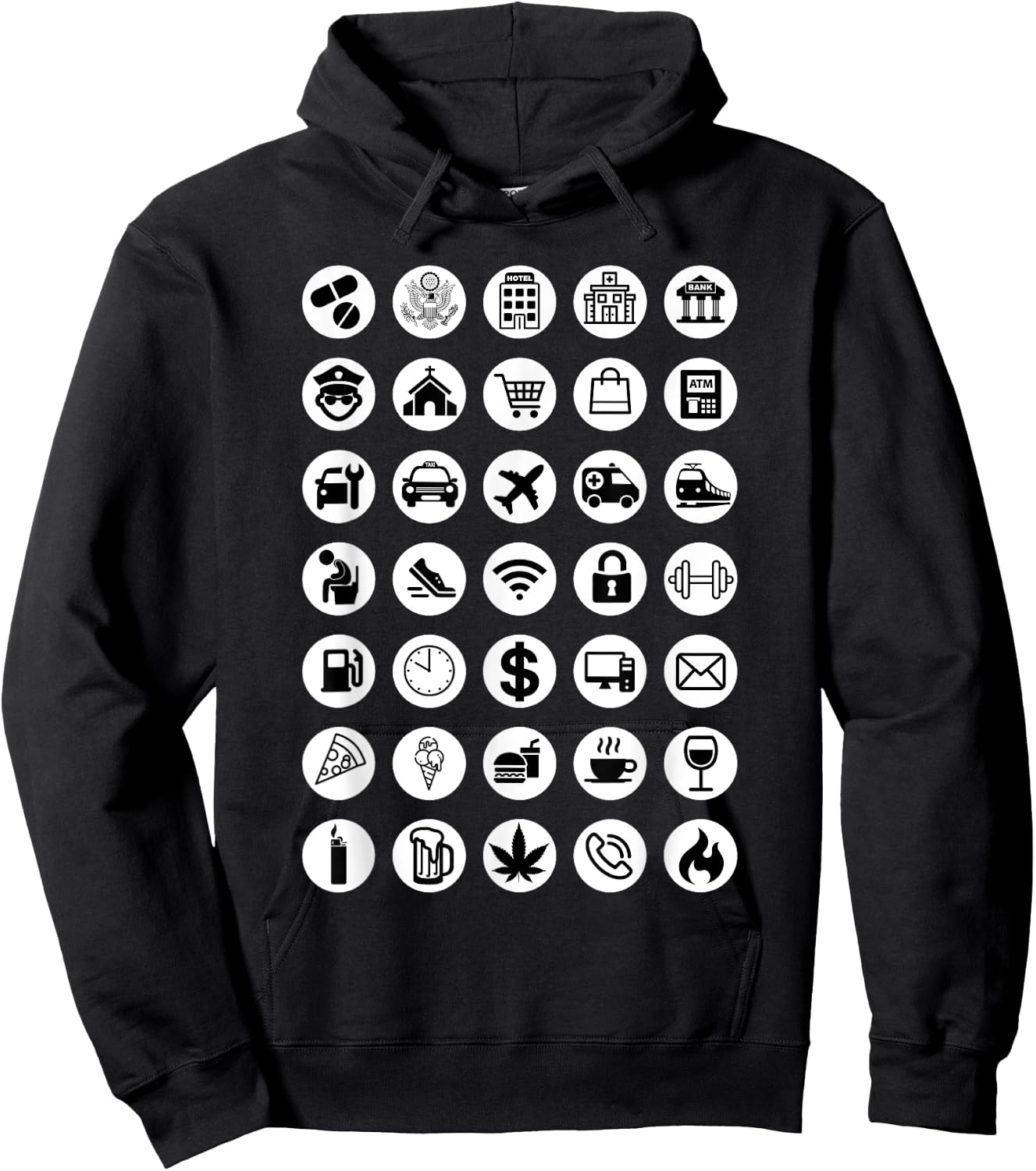 Travel Tourist Functional Icons Language Barrier Tourism Hoodie - Hoodie | Black